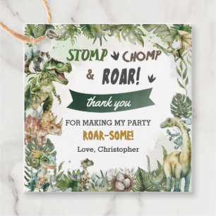 Greenery Dinosaurs Jurassic Boy Birthday Party Geschenkanhänger