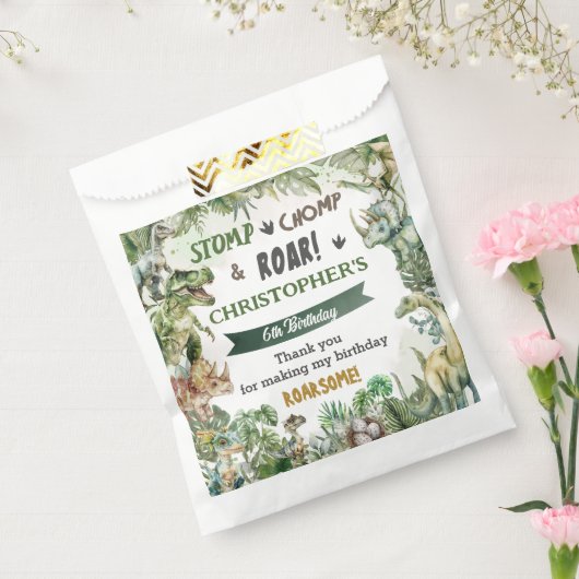 Greenery Dinosaurs Jurassic Boy Birthday Party Geschenktütchen (Versiegelt)