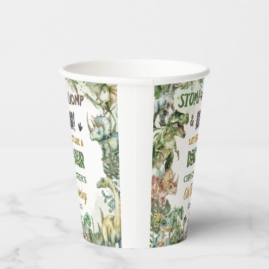 Greenery Dinosaurs Jurassic Boy Birthday Party Pappbecher (Rechts)