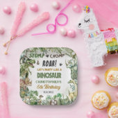 Greenery Dinosaurs Jurassic Boy Birthday Party Pappteller (Party)