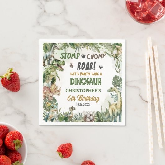 Greenery Dinosaurs Jurassic Boy Birthday Party Serviette (Beispiel)