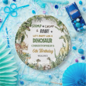 Greenery Dinosaurs Jurassic Boy Birthday Round Pappteller (Party)