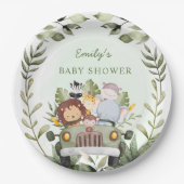 Greenery Dschungle Safari Wild Animals Baby Dusche Pappteller (Vorderseite)