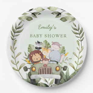 Greenery Dschungle Safari Wild Animals Baby Dusche Pappteller