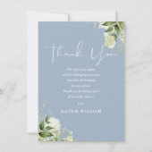 Greenery Dusty Blue Baby Shower Gedicht Dankeskarte (Vorderseite)