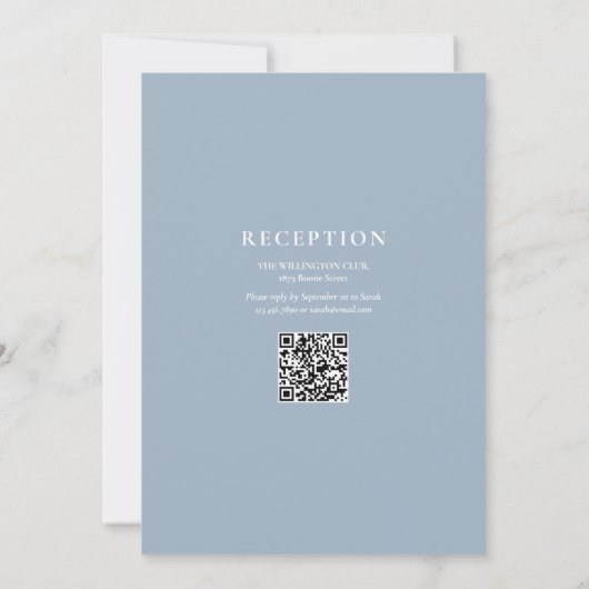 Greenery Dusty Blue Baptism Christening QR Code Einladung (Rückseite)