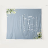 Greenery Dusty Blue Brautparty Foto Hintergrund Wandteppich (Vorderseite (Horizontal))