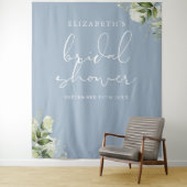 Greenery Dusty Blue Brautparty Foto Hintergrund Wandteppich (Beispiel)