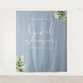 Greenery Dusty Blue Brautparty Foto Hintergrund Wandteppich (Vorderseite)