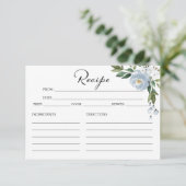 Greenery Dusty Blue Brautparty Recipe Cards (Stehend Vorderseite)
