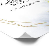 Greenery Dusty Blue Bridal Dusche Bubbly Bar Sign Poster (Ecke)