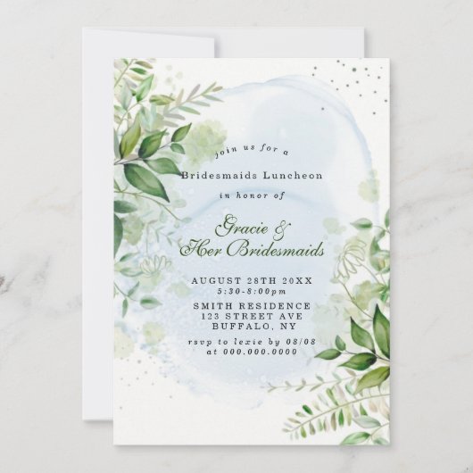 Greenery Dusty Blue Bridesmaids Luncheon (Vorderseite)