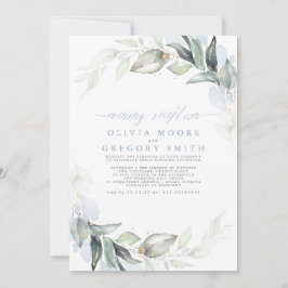 Greenery Dusty Blue Elegante Abend Empfang Einladung