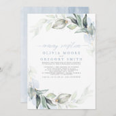 Greenery Dusty Blue Elegante Abend Empfang Einladung (Vorne/Hinten)