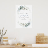 Greenery Dusty Blue Elegantes Brautparty Poster (Küche)