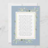 Greenery Dusty Blue First Holy Communion Einladung (Rückseite)