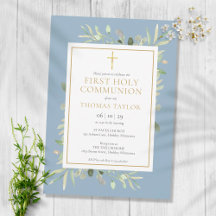 Greenery Dusty Blue First Holy Communion