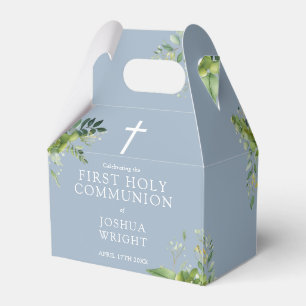 Greenery Dusty Blue First Holy Communion Geschenkschachtel