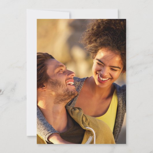 Greenery Dusty Blue Gold Script Foto Wedding Einladung (Rückseite)