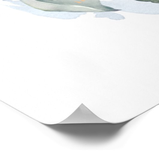 Greenery Dusty Blue Probe Dinner Begrüßung Poster (Ecke)