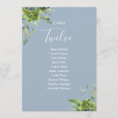Greenery Dusty Blue Seating Plan Tischnummer (Vorderseite)