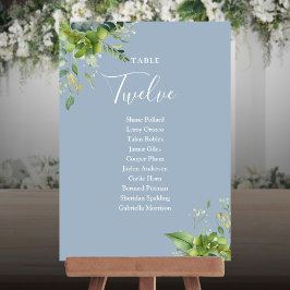 Greenery Dusty Blue Seating Plan Tischnummer