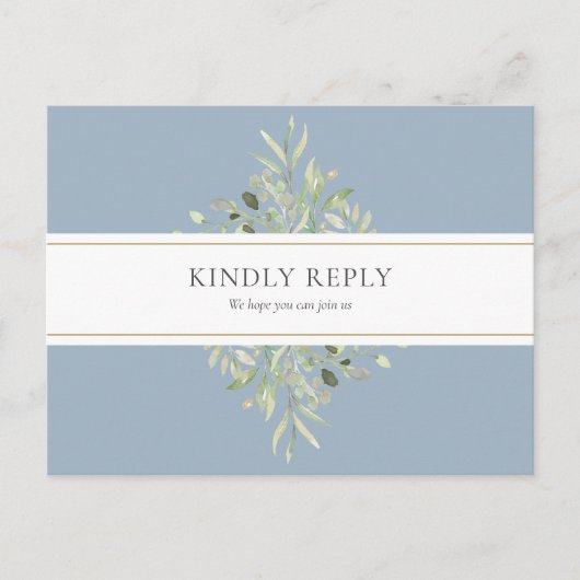 Greenery Dusty Blue Wedding Song Request UAWG Einladungspostkarte (Vorderseite)