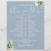 Greenery Dusty Blue Wedding Zeitplan Timeline (Vorderseite)