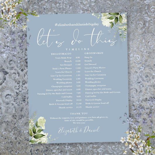 Greenery Dusty Blue Wedding Zeitplan Timeline