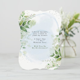 Greenery Dusty Blue werden Sie mein Bridesmaid Inv Einladung