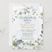Greenery Dusty Blue Wildblume Bridesmaids Brunch Einladung (Vorderseite)