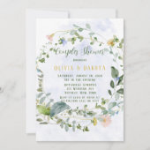 Greenery Dusty Blue Wildblumen Paare Dusche Einladung (Vorderseite)