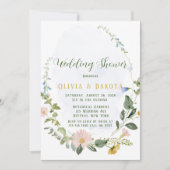 Greenery Dusty Blue Wildblumen Polterabend Einladung (Vorderseite)