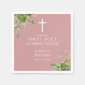 Greenery Dusty Rose Pink Erste Heilige Kommune Serviette (Vorderseite)