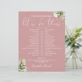 Greenery Dusty Rose Wedding Zeitplan Timeline (Stehend Vorderseite)