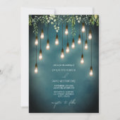 Greenery Edison Lightbulbs Wasserfarbene Hochzeit Einladung (Vorderseite)