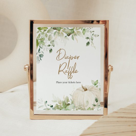 Greenery ein kleines Pumpkin Diaper Raffle Poster