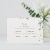 Greenery Elegance Cream Wedding RSVP (Stehend Vorderseite)