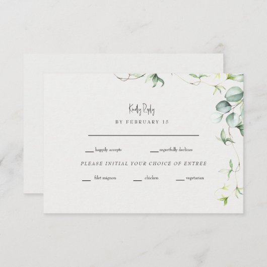 Greenery Elegance Cream Wedding RSVP (Vorne/Hinten)