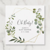 Greenery Elegant Baby Shower Geschenkanhänger (Rückseite)