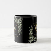Greenery Elegant Black Gold Personalisiert Monogra Zweifarbige Tasse (Mittel)
