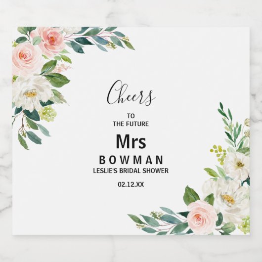 Greenery Elegant Brautparty Schaumweinetikett (Einzelnes Label)