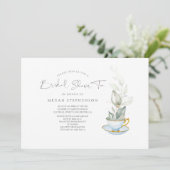 Greenery Elegant Brautparty Tea Einladung (Stehend Vorderseite)