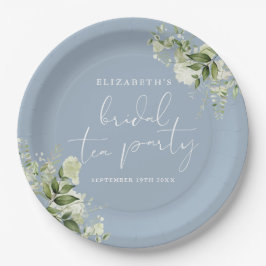 Greenery Elegant Dusty Blue Bridal Party Pappteller