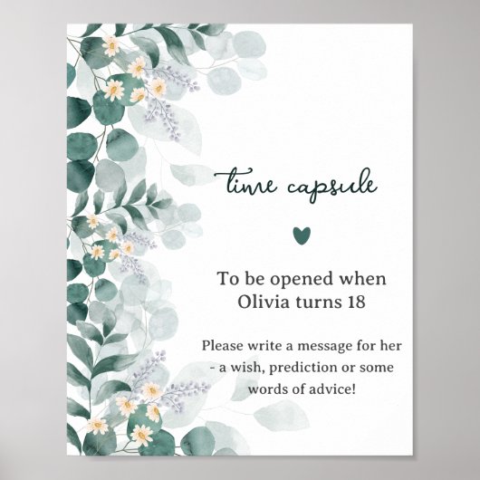 Greenery Elegant Eukalyptus Time Kapsel Poster (Vorne)