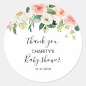 Greenery Elegant Floral Baby Shower Vielen Dank Runder Aufkleber (Vorderseite)