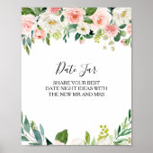 Greenery Elegant Floral Date Jar Sign Poster (Vorne)