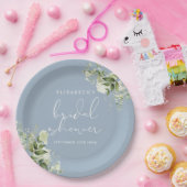 Greenery Elegant Floral Dusty Blue Brautparty Pappteller (Party)