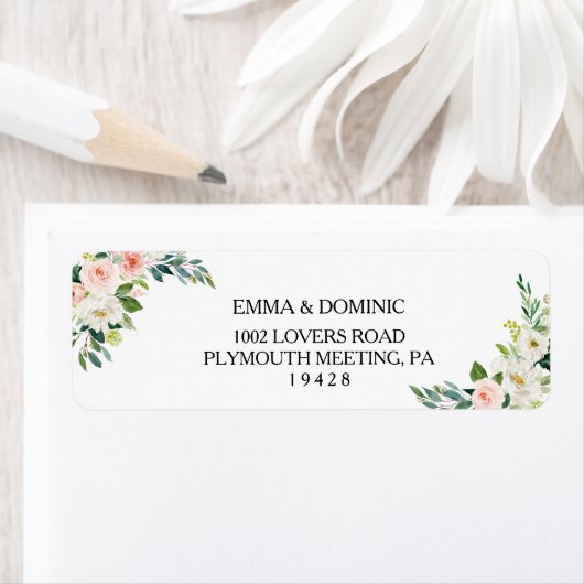 Greenery Elegant Floral Return Address Label (Insitu)