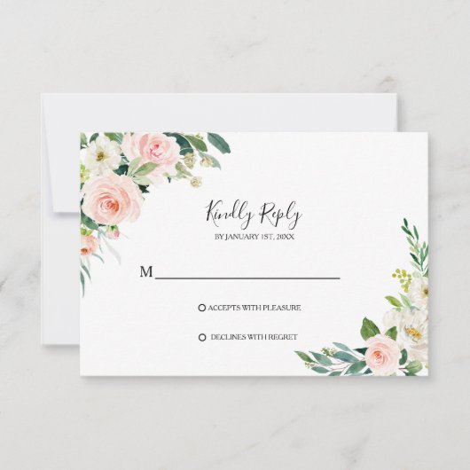 Greenery Elegant Floral Rsvp Card Karte (Vorderseite)